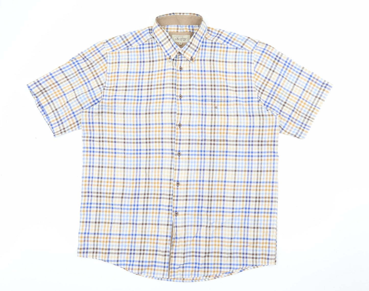 Mens UK Size XL Daniel Grahame Beige  Button-Up Short Sleeve Casual Shirt