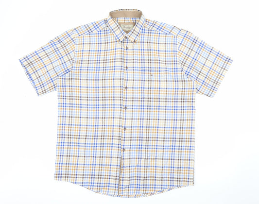 Mens UK Size XL Daniel Grahame Beige  Button-Up Short Sleeve Casual Shirt