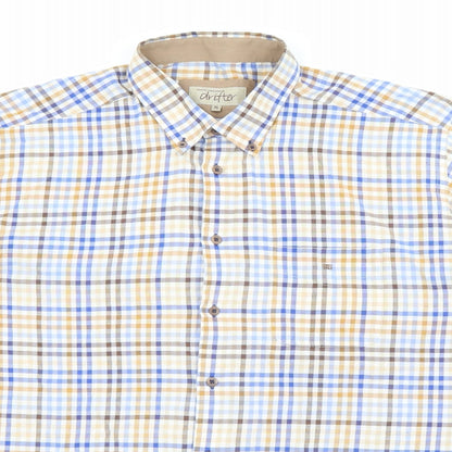 Mens UK Size XL Daniel Grahame Beige  Button-Up Short Sleeve Casual Shirt
