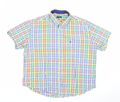 S&C Mens Multicoloured Plaid Cotton  Button-Up Size L Collared Button