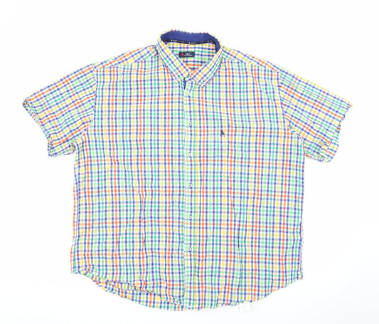 S&C Mens Multicoloured Plaid Cotton  Button-Up Size L Collared Button