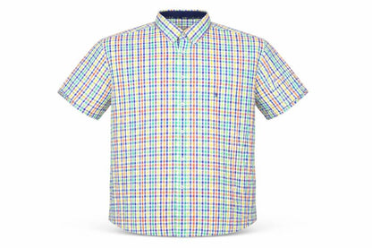 S&C Mens Multicoloured Plaid Cotton  Button-Up Size L Collared Button