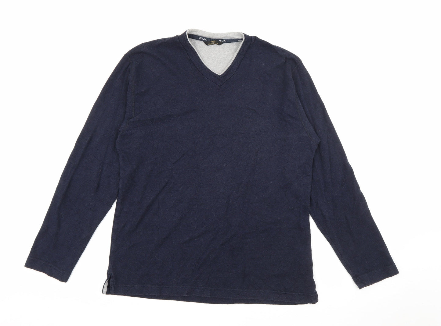 Marks and Spencer Mens Blue V-Neck  Viscose Pullover Jumper Size S