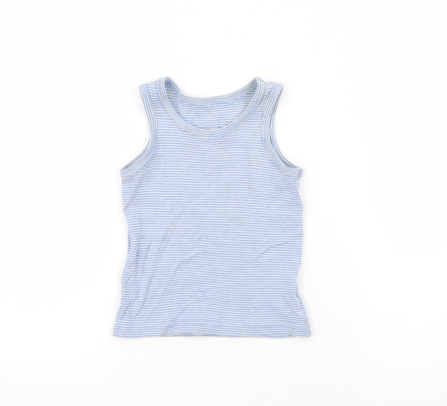 F&F Boys Blue Striped Cotton Pullover Tank Size 3-4 Years Round Neck