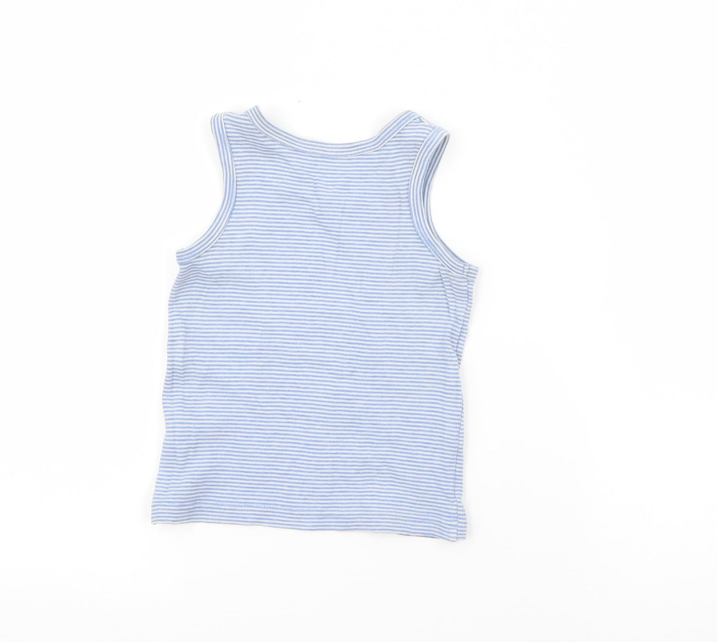 F&F Boys Blue Striped Cotton Pullover Tank Size 3-4 Years Round Neck