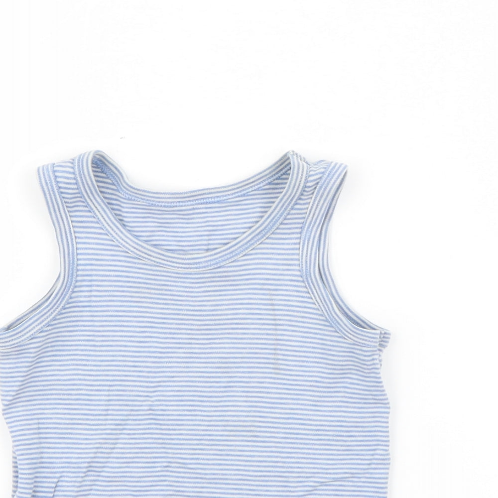 F&F Boys Blue Striped Cotton Pullover Tank Size 3-4 Years Round Neck