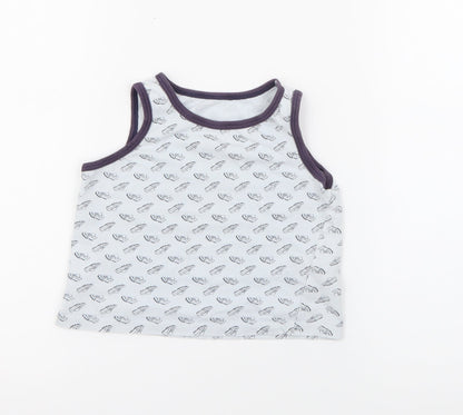 Primark Boys Blue Geometric Cotton Pullover Tank Size 5-6 Years Crew Neck  - Football