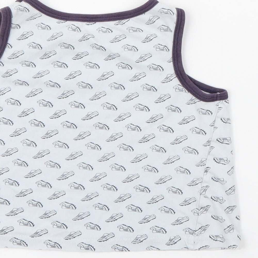 Primark Boys Blue Geometric Cotton Pullover Tank Size 5-6 Years Crew Neck  - Football