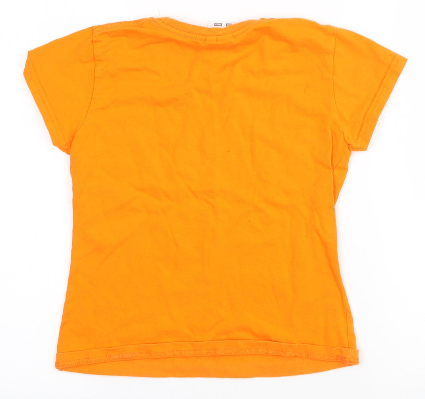 Fruit of the Loom Girls Orange  100% Cotton Pullover T-Shirt Size 5-6 Years Crew Neck Pullover