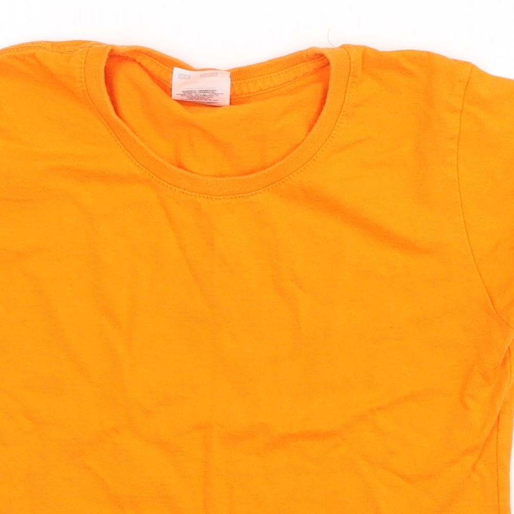 Fruit of the Loom Girls Orange  100% Cotton Pullover T-Shirt Size 5-6 Years Crew Neck Pullover
