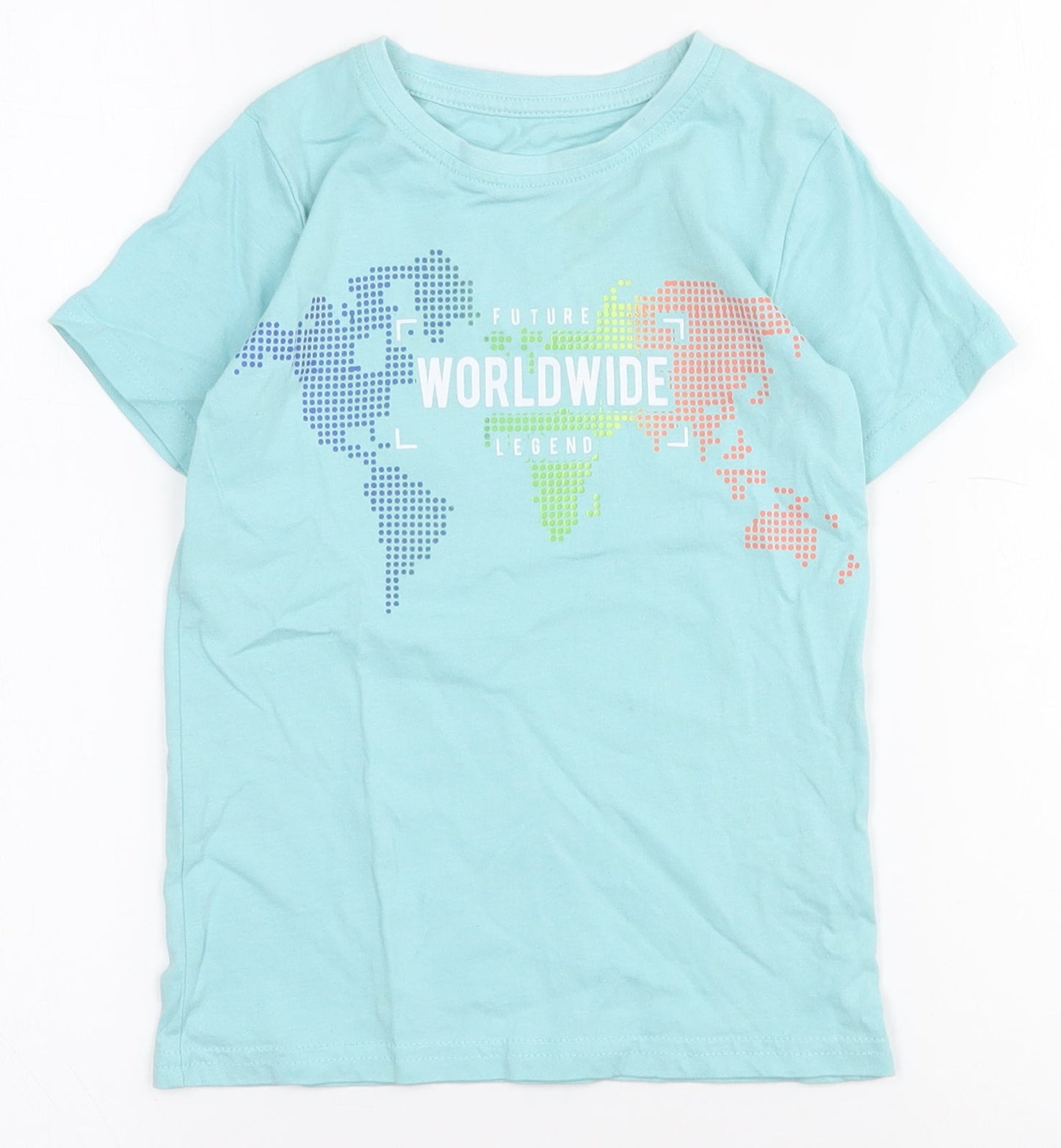 Dunnes Stores Boys Blue  100% Cotton Pullover T-Shirt Size 3-4 Years Round Neck Pullover