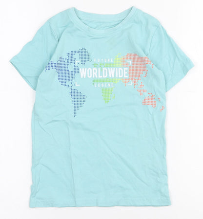Dunnes Stores Boys Blue  100% Cotton Pullover T-Shirt Size 3-4 Years Round Neck Pullover