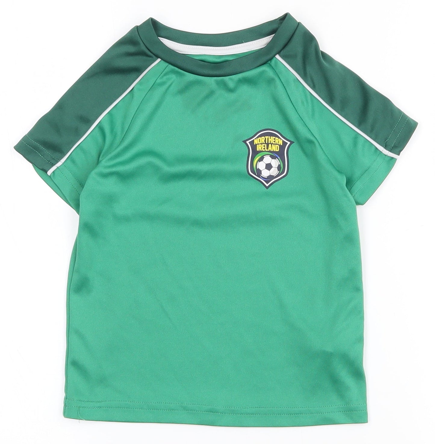 Dunnes Stores Boys Green  100% Polyester Pullover Polo Size 3-4 Years Crew Neck Pullover