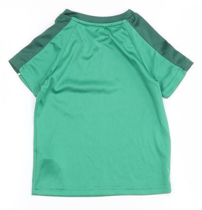 Dunnes Stores Boys Green  100% Polyester Pullover Polo Size 3-4 Years Crew Neck Pullover