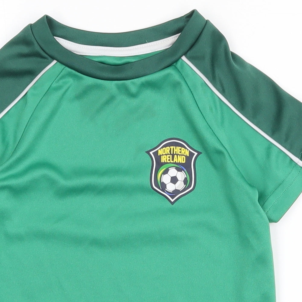 Dunnes Stores Boys Green  100% Polyester Pullover Polo Size 3-4 Years Crew Neck Pullover