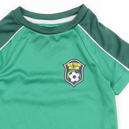 Dunnes Stores Boys Green  100% Polyester Pullover Polo Size 3-4 Years Crew Neck Pullover