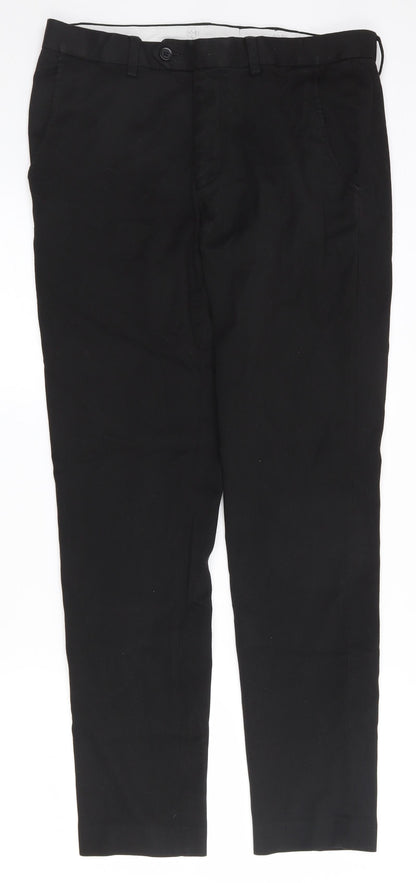 1880 Club Mens Black  Polyester Trousers  Size 32 in L30 in Regular Zip - Teflon