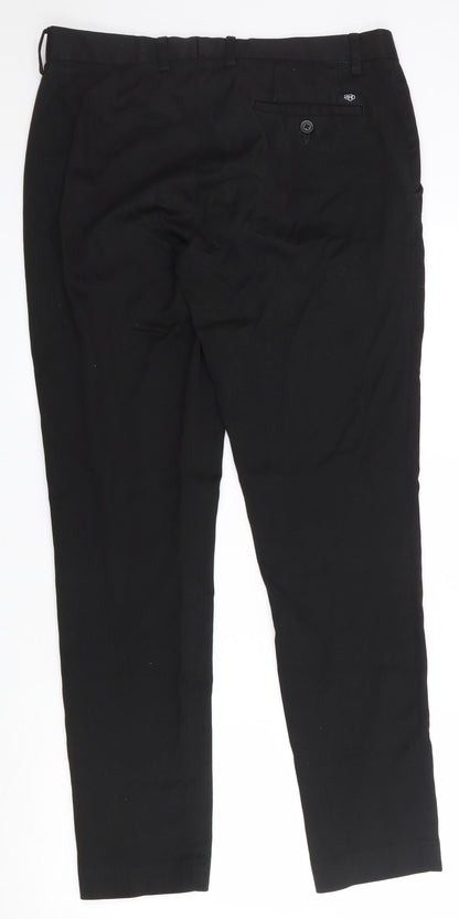 1880 Club Mens Black  Polyester Trousers  Size 32 in L30 in Regular Zip - Teflon