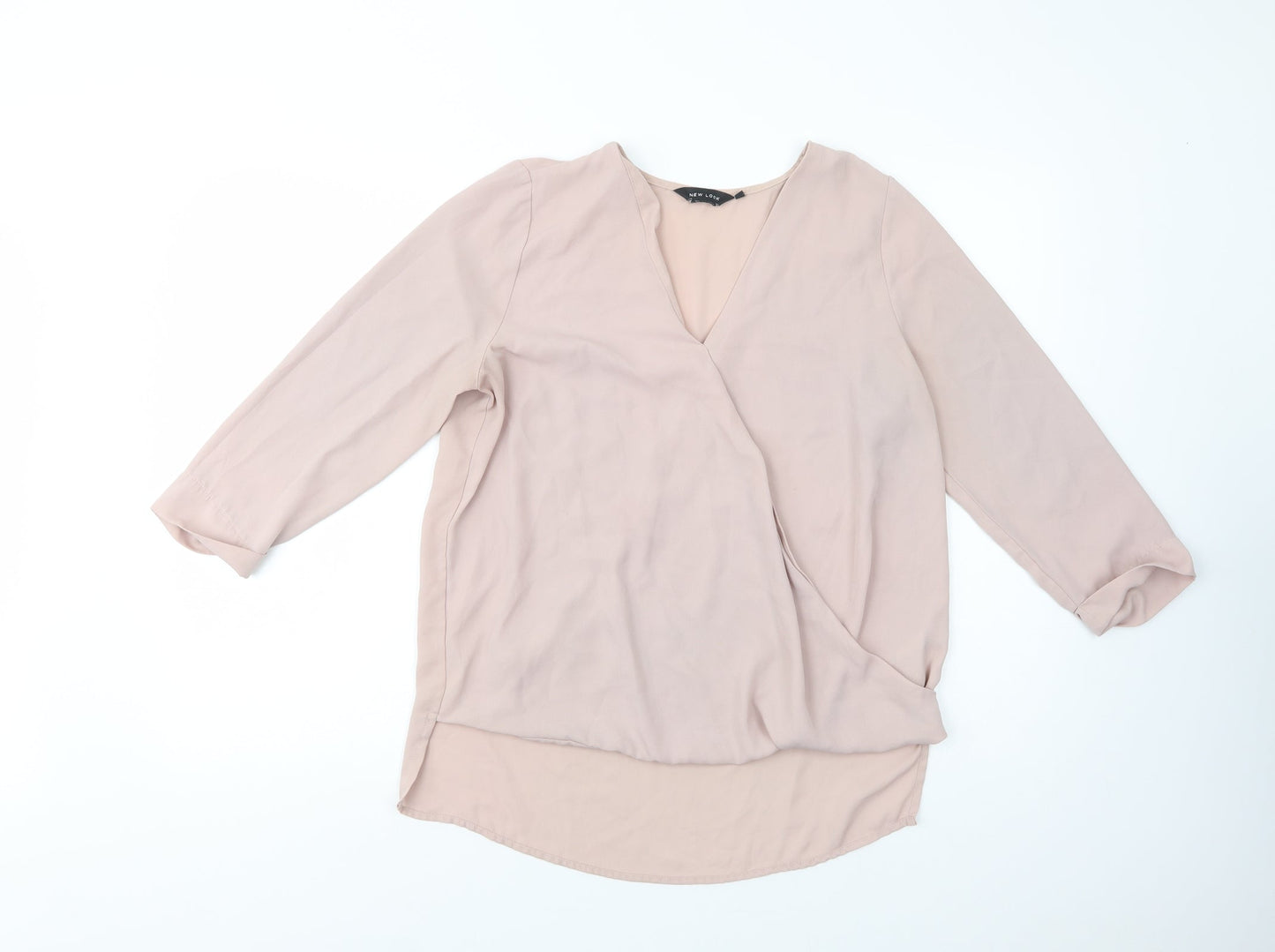 New L>ook Womens Pink  Polyester Basic Blouse Size 10 V-Neck
