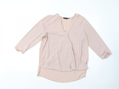 New L>ook Womens Pink  Polyester Basic Blouse Size 10 V-Neck