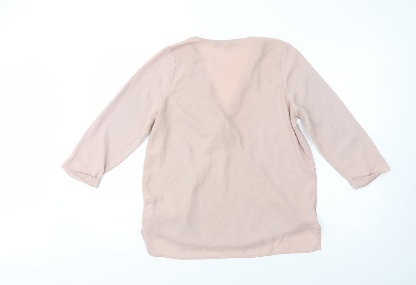 New L>ook Womens Pink  Polyester Basic Blouse Size 10 V-Neck