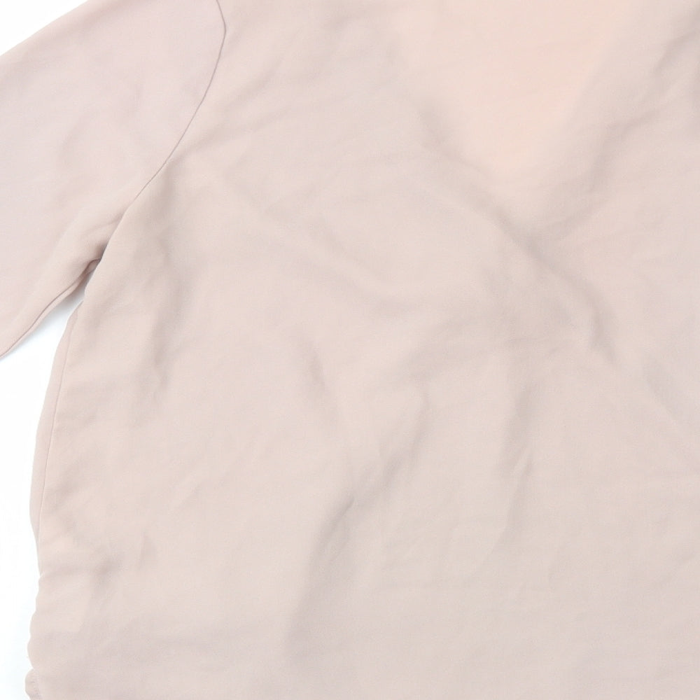 New L>ook Womens Pink  Polyester Basic Blouse Size 10 V-Neck