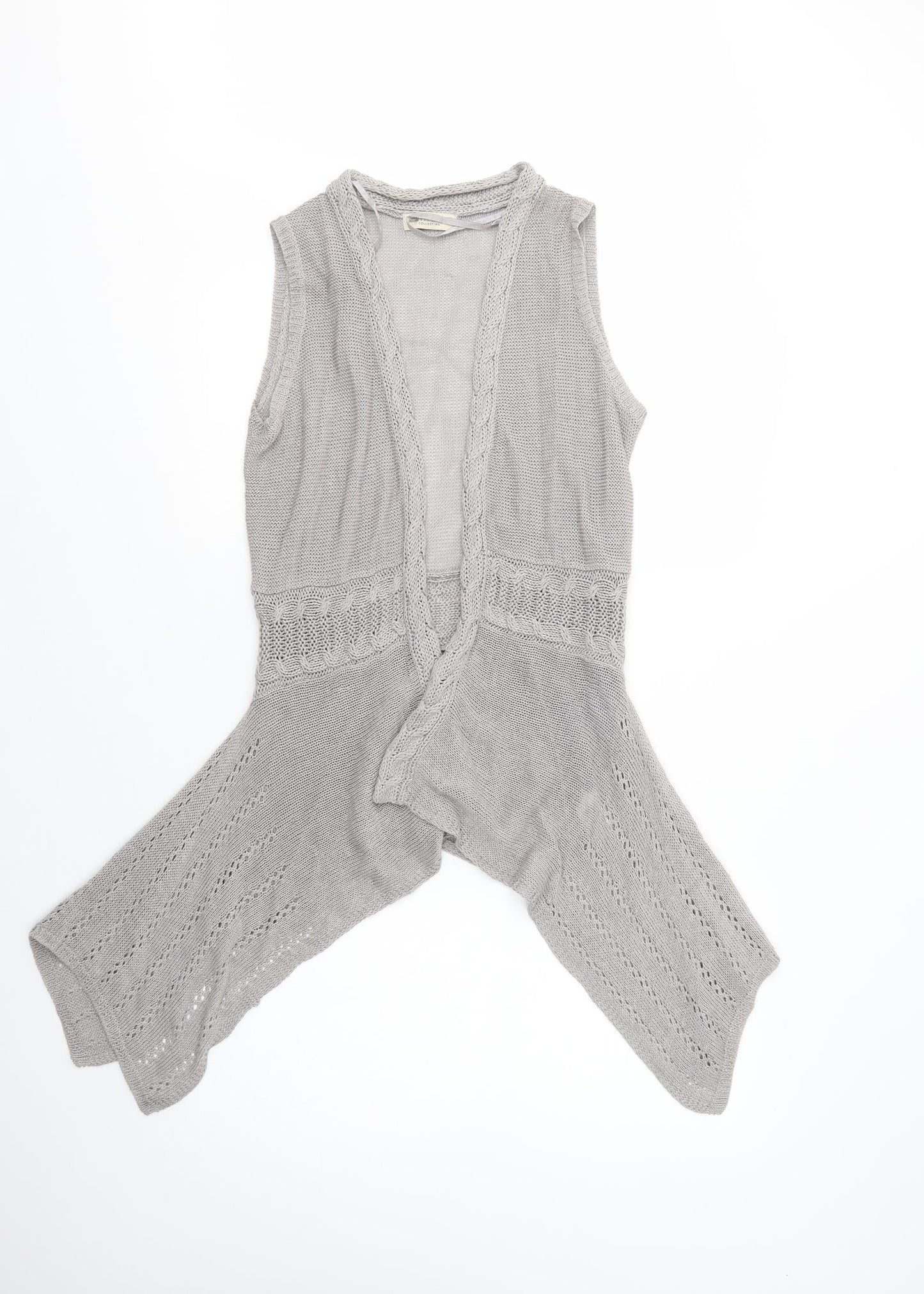 Indigo Womens Grey V-Neck  Linen Cardigan Jumper Size 10