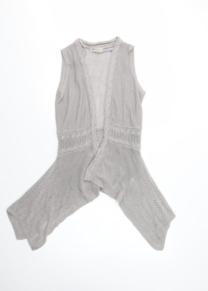 Indigo Womens Grey V-Neck  Linen Cardigan Jumper Size 10