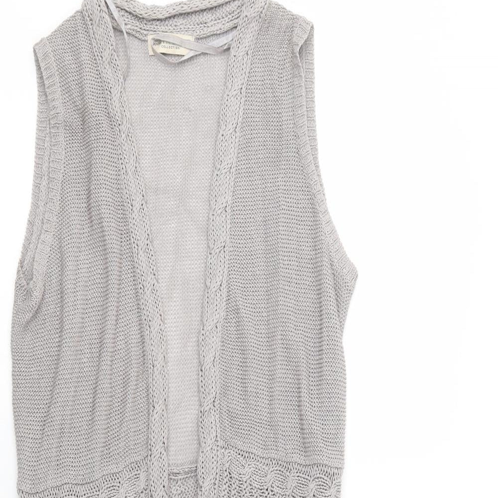 Indigo Womens Grey V-Neck  Linen Cardigan Jumper Size 10