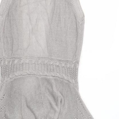 Indigo Womens Grey V-Neck  Linen Cardigan Jumper Size 10