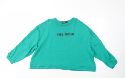 Cameo Rose Womens Green  Cotton Pullover Sweatshirt Size L  Pullover - Free Strong
