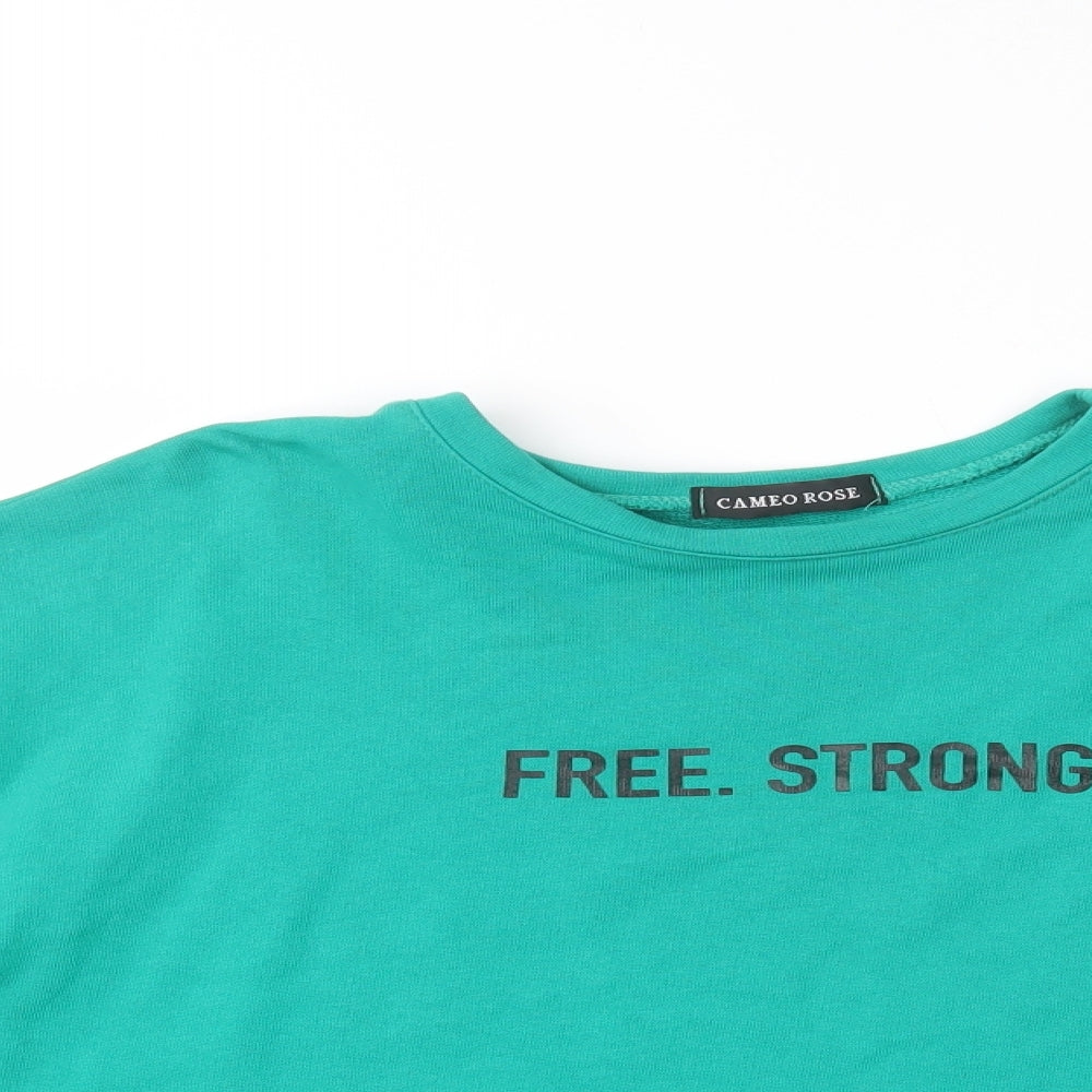 Cameo Rose Womens Green  Cotton Pullover Sweatshirt Size L  Pullover - Free Strong