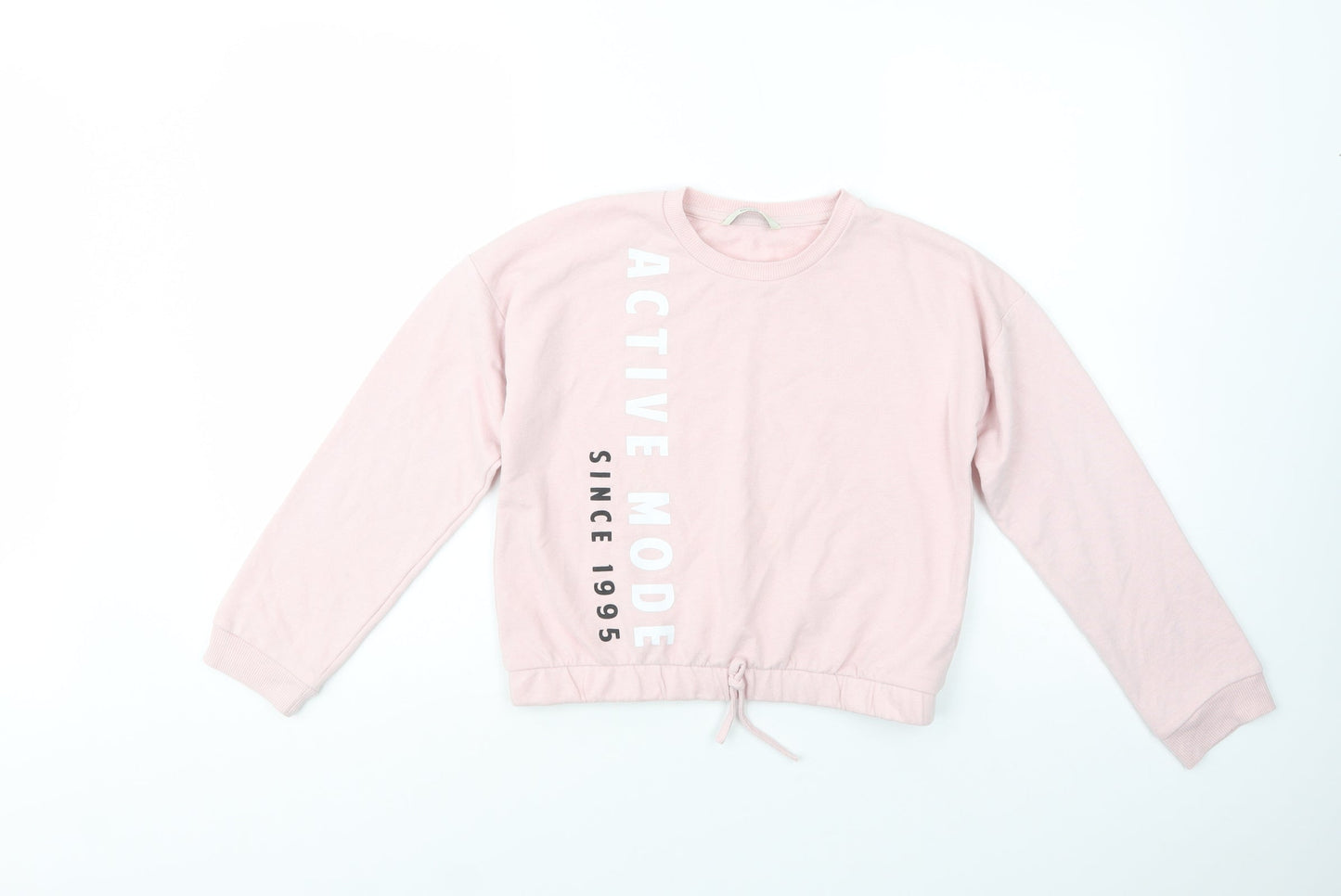 George Girls Pink  Cotton Pullover Sweatshirt Size 11-12 Years  Drawstring - Active Mode