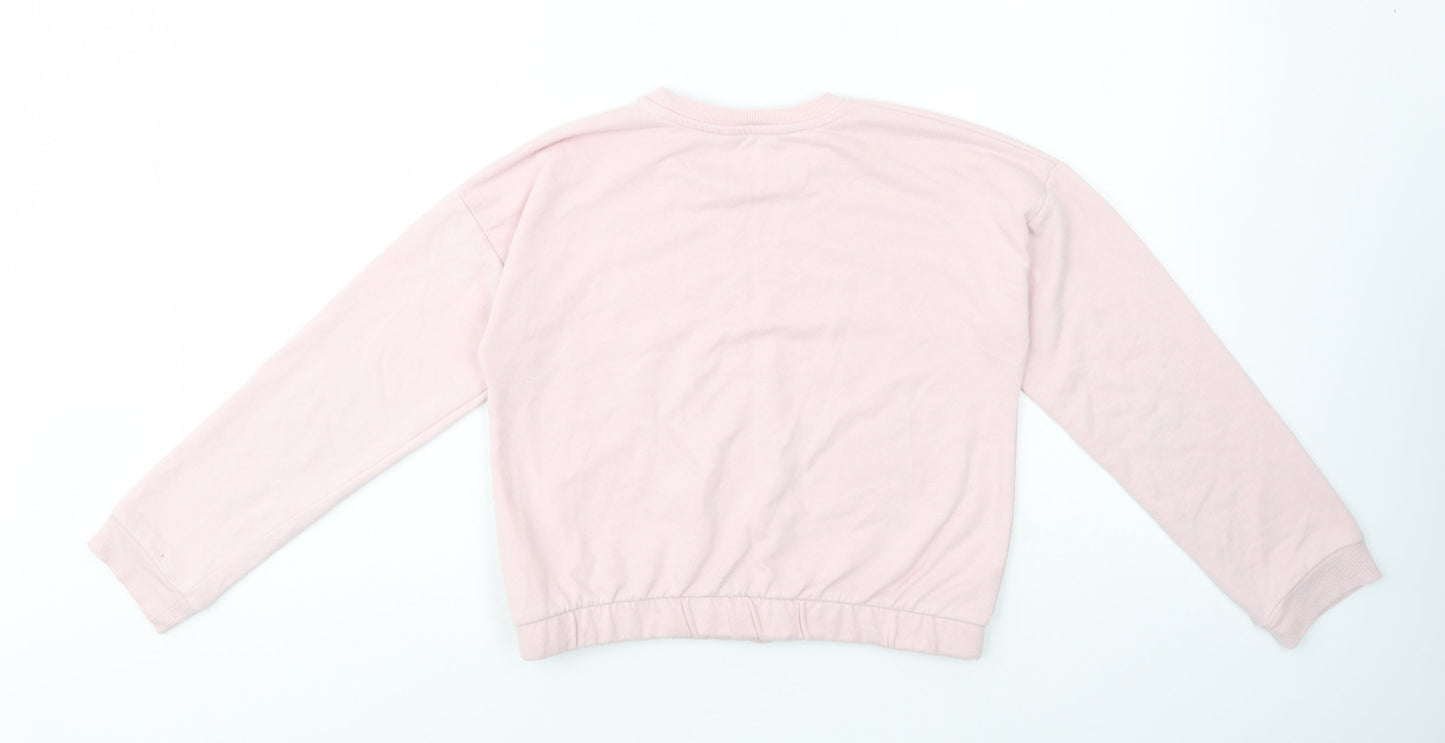 George Girls Pink  Cotton Pullover Sweatshirt Size 11-12 Years  Drawstring - Active Mode
