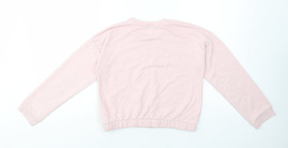 George Girls Pink  Cotton Pullover Sweatshirt Size 11-12 Years  Drawstring - Active Mode
