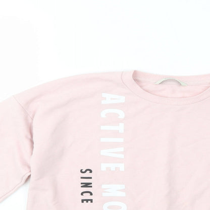 George Girls Pink  Cotton Pullover Sweatshirt Size 11-12 Years  Drawstring - Active Mode
