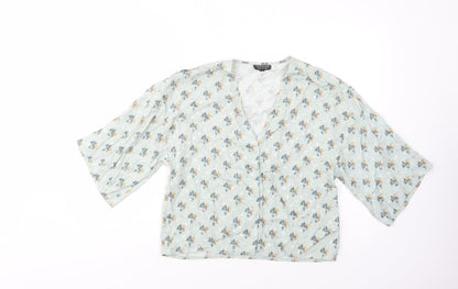 Womens UK Size 10 Topshop Green Basic Button-Up