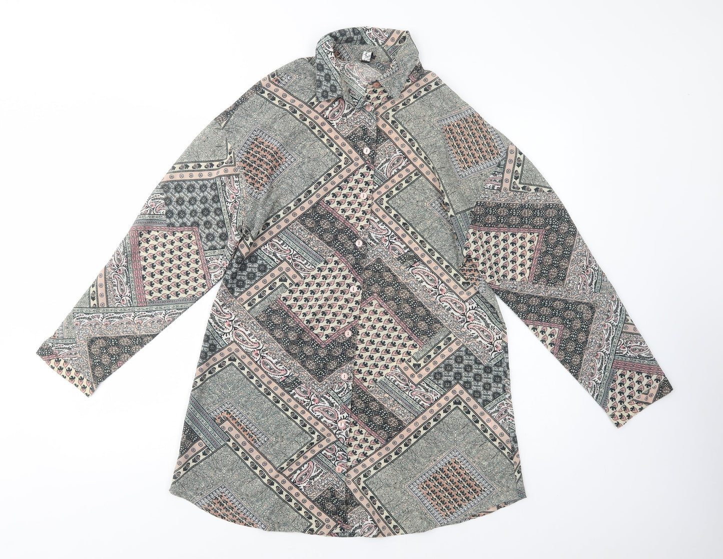 Influence Womens Multicoloured Paisley Polyester Tunic Button-Up Size 8 Collared