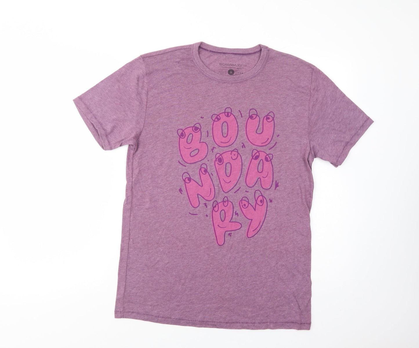 Boundary Mens Purple  Cotton  T-Shirt Size S Crew Neck