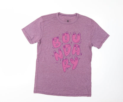 Boundary Mens Purple  Cotton  T-Shirt Size S Crew Neck