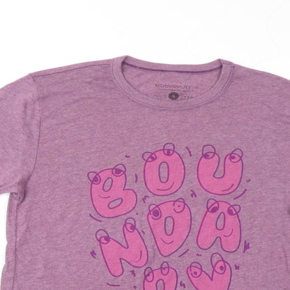 Boundary Mens Purple  Cotton  T-Shirt Size S Crew Neck