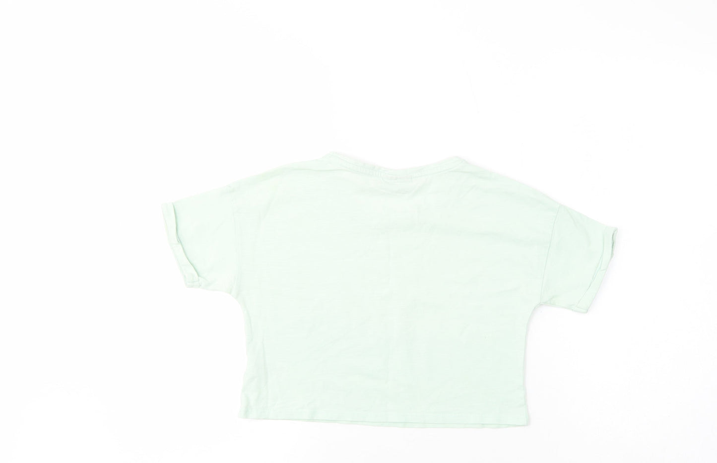 Matalan Girls Green  Cotton Cropped T-Shirt Size 11 Years Crew Neck Pullover - Love
