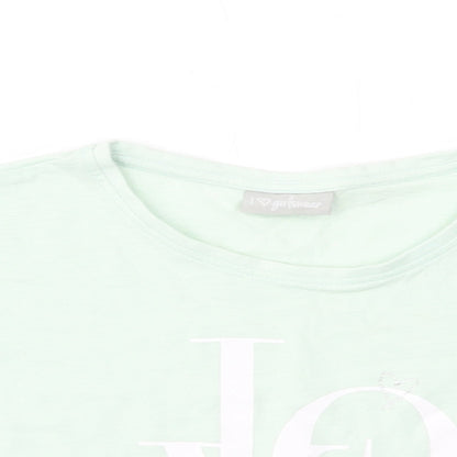 Matalan Girls Green  Cotton Cropped T-Shirt Size 11 Years Crew Neck Pullover - Love