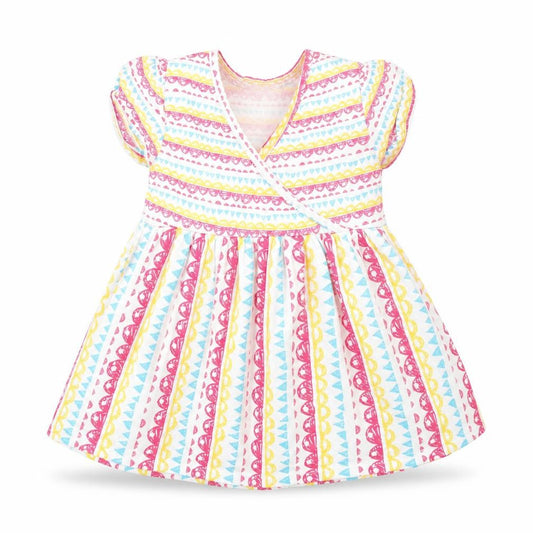 TU Baby White Geometric Cotton T-Shirt Dress  Size 18-24 Months  V-Neck Pullover