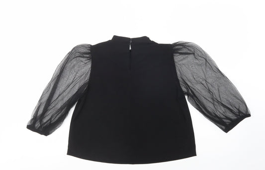 Womens UK Size M Mango Black Basic Blouse