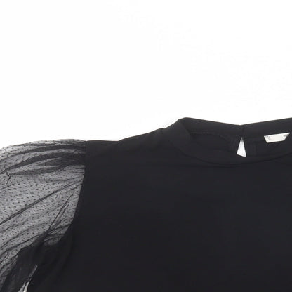 Womens UK Size M Mango Black Basic Blouse