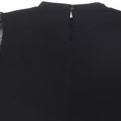 Womens UK Size M Mango Black Basic Blouse