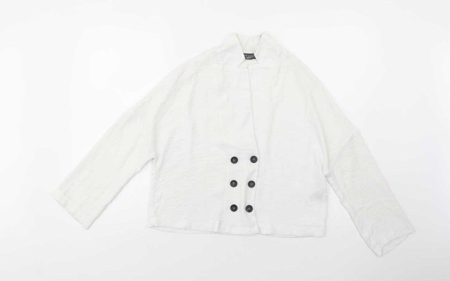 Primark Womens White  Polyester Basic Button-Up Size 8 Collared
