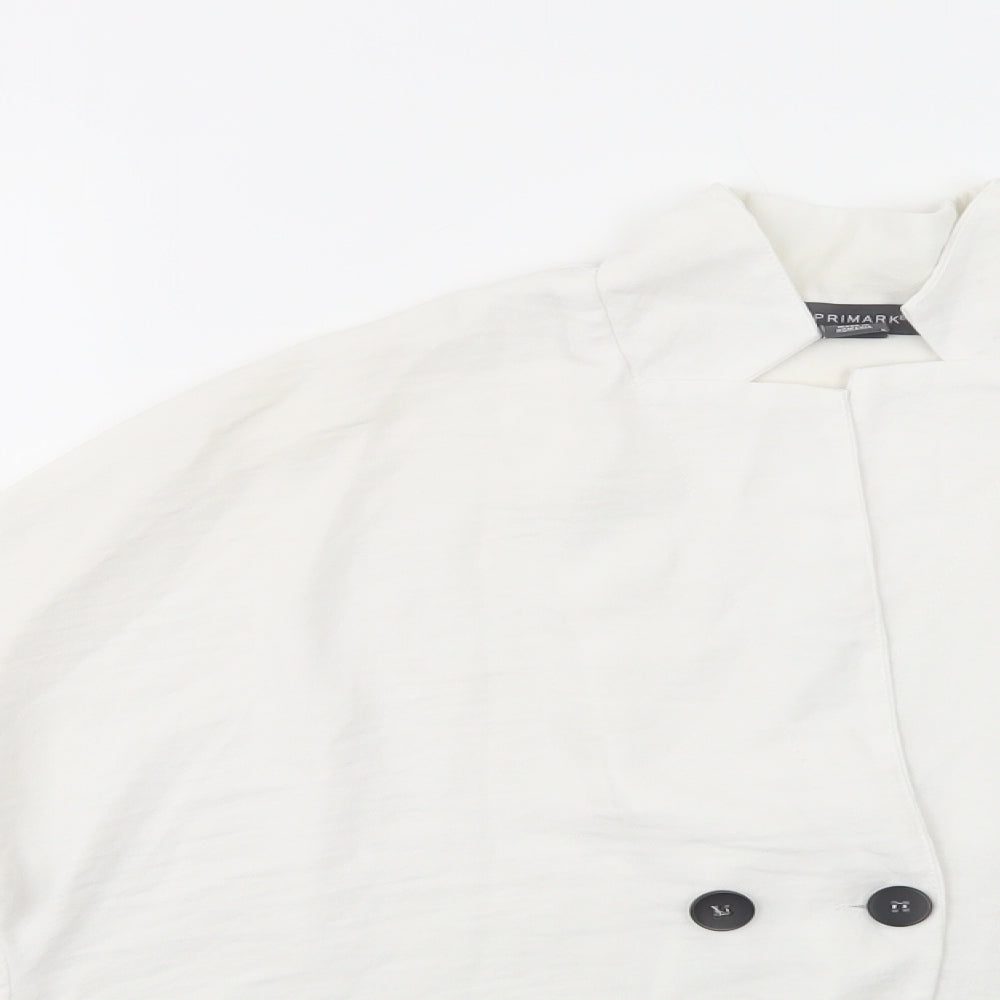 Primark Womens White  Polyester Basic Button-Up Size 8 Collared