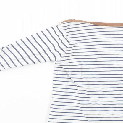 H&M Baby White Striped Cotton Basic T-Shirt Size 6-9 Months Boat Neck Pullover